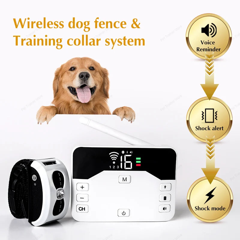 Revolutionary 2-in-1 Wireless Dog Fence & Remote Training Collar - Beep, Shock, Vibration for All Dog Sizes
